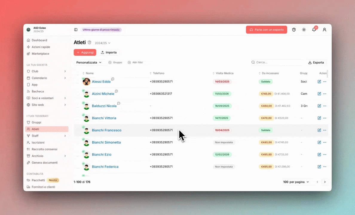 Anagrafiche Tesserati Golee