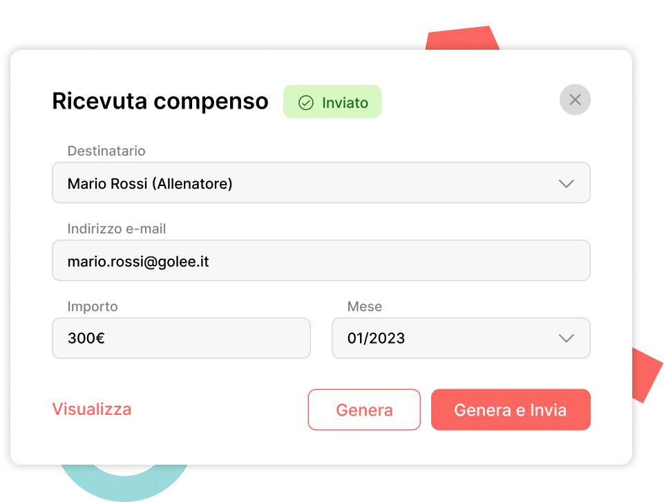 ricevute per rimborsi e contratti per collaboratori sportivi